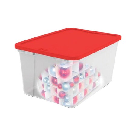 Homz Homz 56 qt Clear/Red Storage Tote 12-3/16 in. H X 16 in. W X 23-1/2 in. D Stackable 3256HORD.08